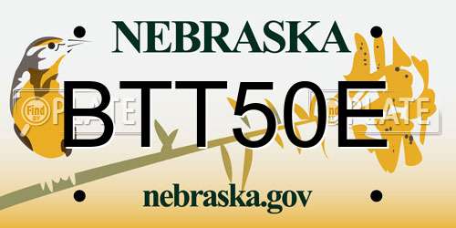 BTT50E Nebraska License Plate