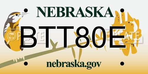 BTT80E Nebraska License Plate