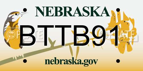BTTB91 Nebraska License Plate