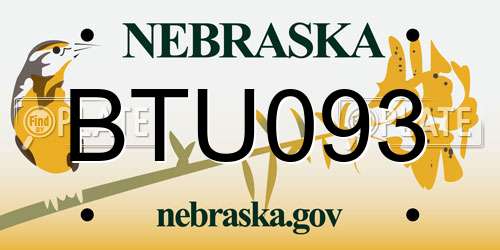 BTU093 Nebraska License Plate