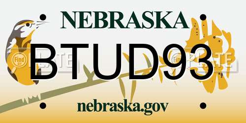 BTUD93 Nebraska License Plate