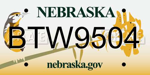 BTW9504 Nebraska License Plate