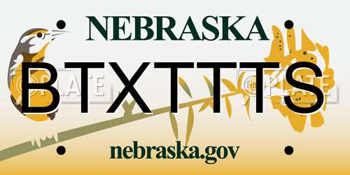 BTXTTTS Nebraska License Plate