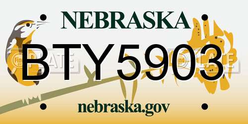 BTY5903 Nebraska License Plate