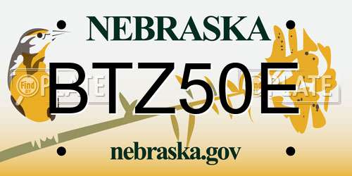 BTZ50E Nebraska License Plate