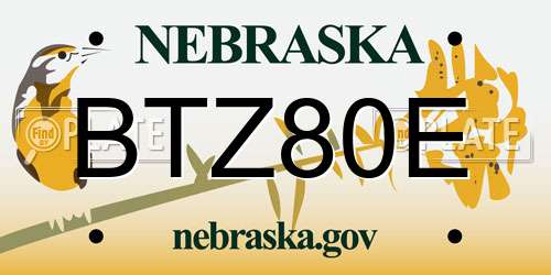 BTZ80E Nebraska License Plate