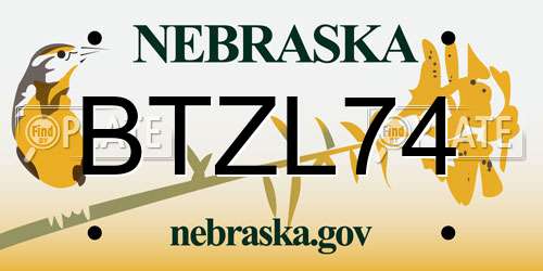 BTZL74 Nebraska License Plate