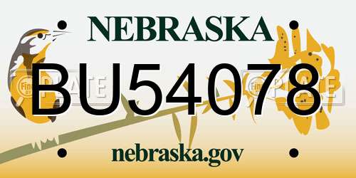 BU54078 Nebraska License Plate