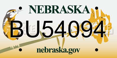 BU54094 Nebraska License Plate