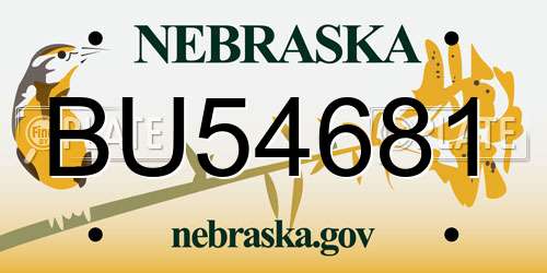 BU54681 Nebraska License Plate