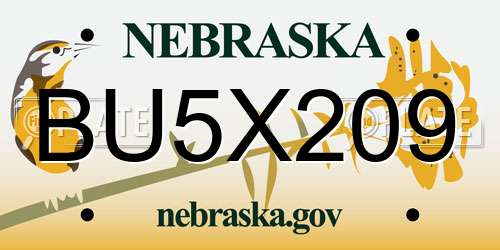 BU5X209 Nebraska License Plate