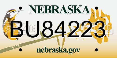 BU84223 Nebraska License Plate