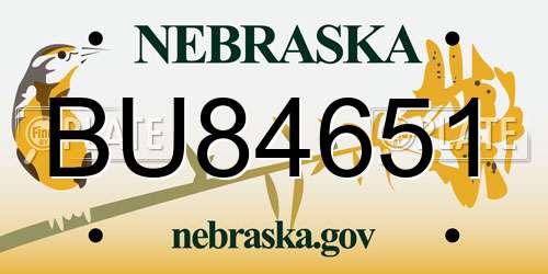 BU84651 Nebraska License Plate