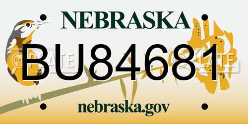BU84681 Nebraska License Plate