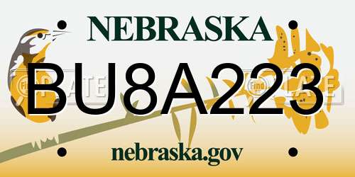 BU8A223 Nebraska License Plate