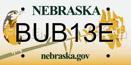 BUB13E Nebraska License Plate
