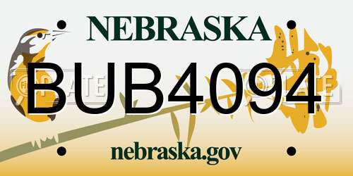 BUB4094 Nebraska License Plate