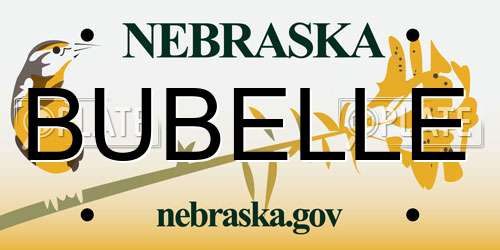 BUBELLE Nebraska License Plate