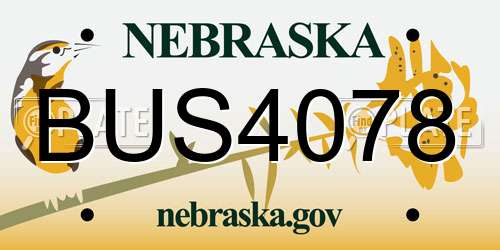 BUS4078 Nebraska License Plate