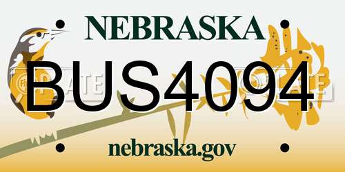 BUS4094 Nebraska License Plate