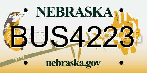 BUS4223 Nebraska License Plate