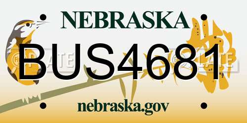 BUS4681 Nebraska License Plate
