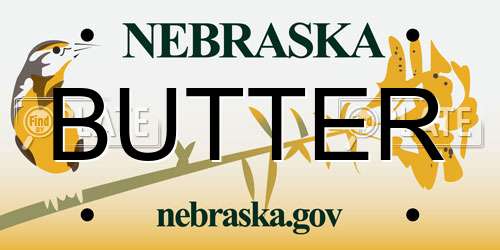 BUTTER Nebraska License Plate