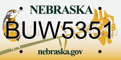 BUW5351 Nebraska License Plate