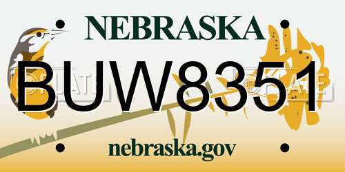 BUW8351 Nebraska License Plate
