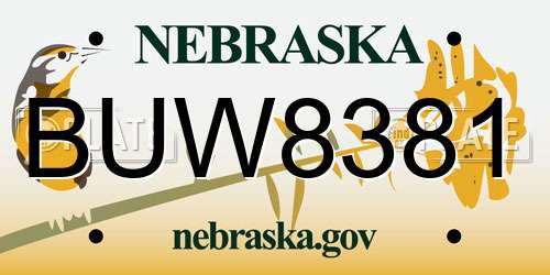 BUW8381 Nebraska License Plate