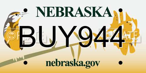 BUY944 Nebraska License Plate