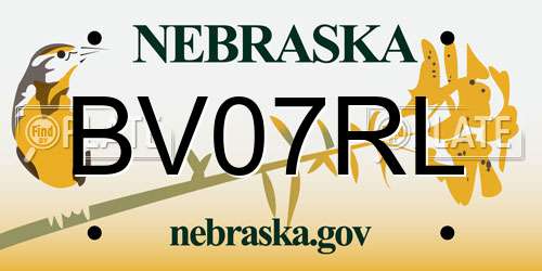 BV07RL Nebraska License Plate
