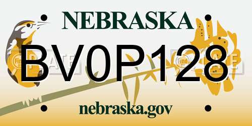 BV0P128 Nebraska License Plate