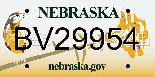 BV29954 Nebraska License Plate