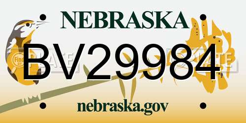 BV29984 Nebraska License Plate