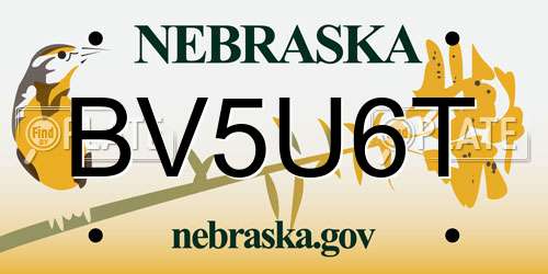 BV5U6T Nebraska License Plate