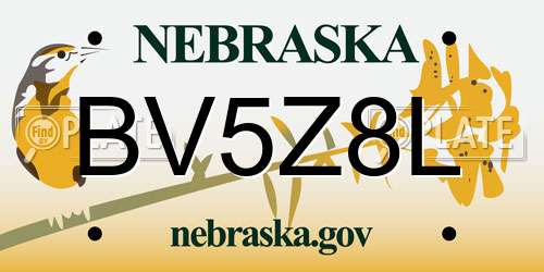 BV5Z8L Nebraska License Plate