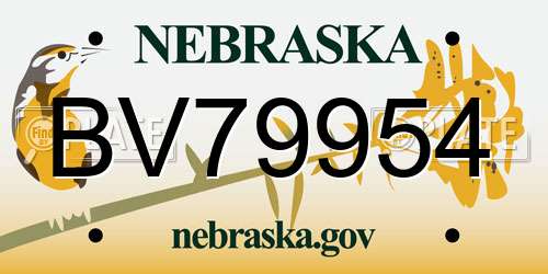 BV79954 Nebraska License Plate