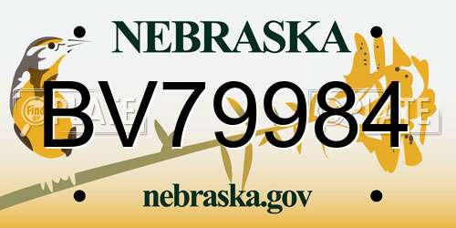 BV79984 Nebraska License Plate