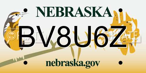 BV8U6Z Nebraska License Plate
