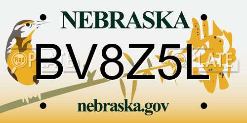 BV8Z5L Nebraska License Plate