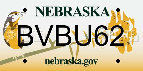 BVBU62 Nebraska License Plate