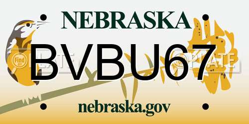 BVBU67 Nebraska License Plate