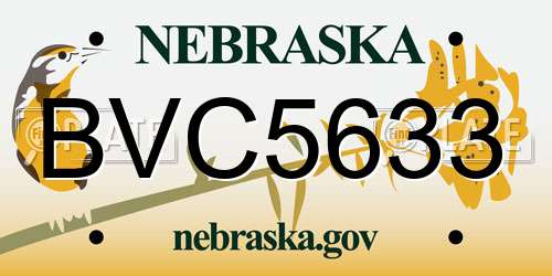 BVC5633 Nebraska License Plate
