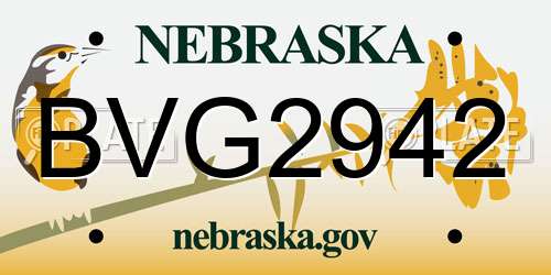 BVG2942 Nebraska License Plate
