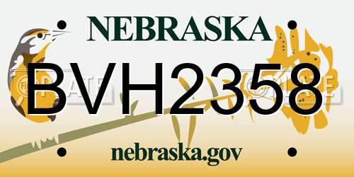 BVH2358 Nebraska License Plate
