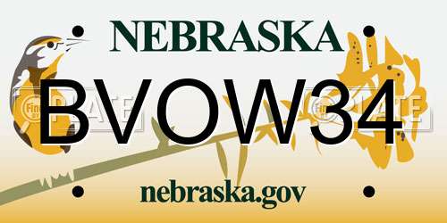 BVOW34 Nebraska License Plate