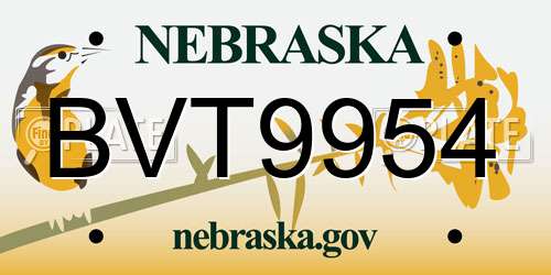 BVT9954 Nebraska License Plate