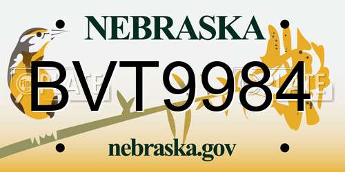 BVT9984 Nebraska License Plate