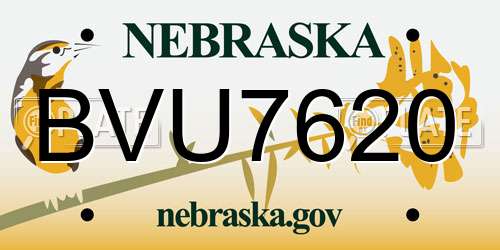 BVU7620 Nebraska License Plate